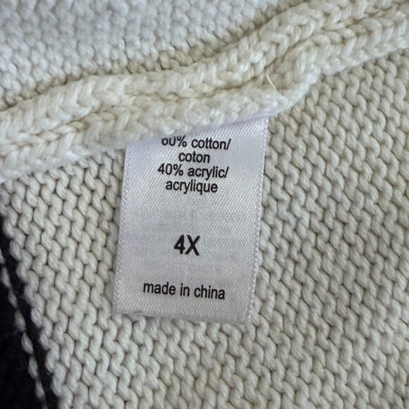 Maurices Striped Knit V-Neck Lace Up Collared Boat Sailor Sweater 4XL - Picture 4 of 12